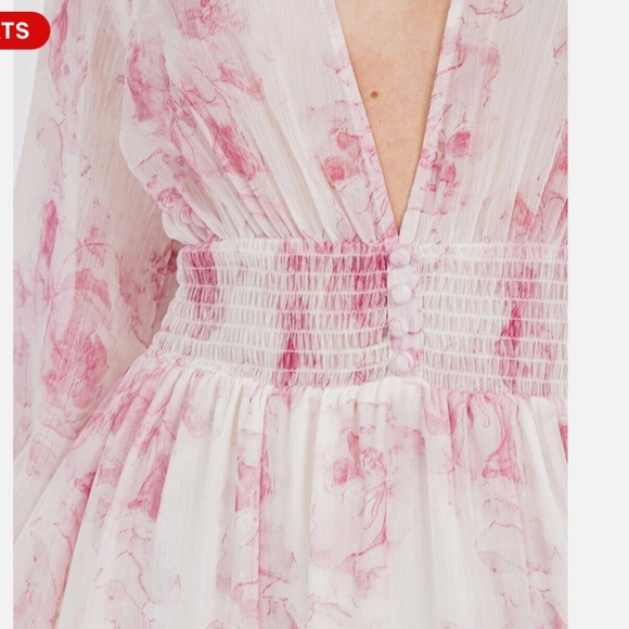 #520 Elegant Pink Floral Maxi Dress - Picture 5 of 5